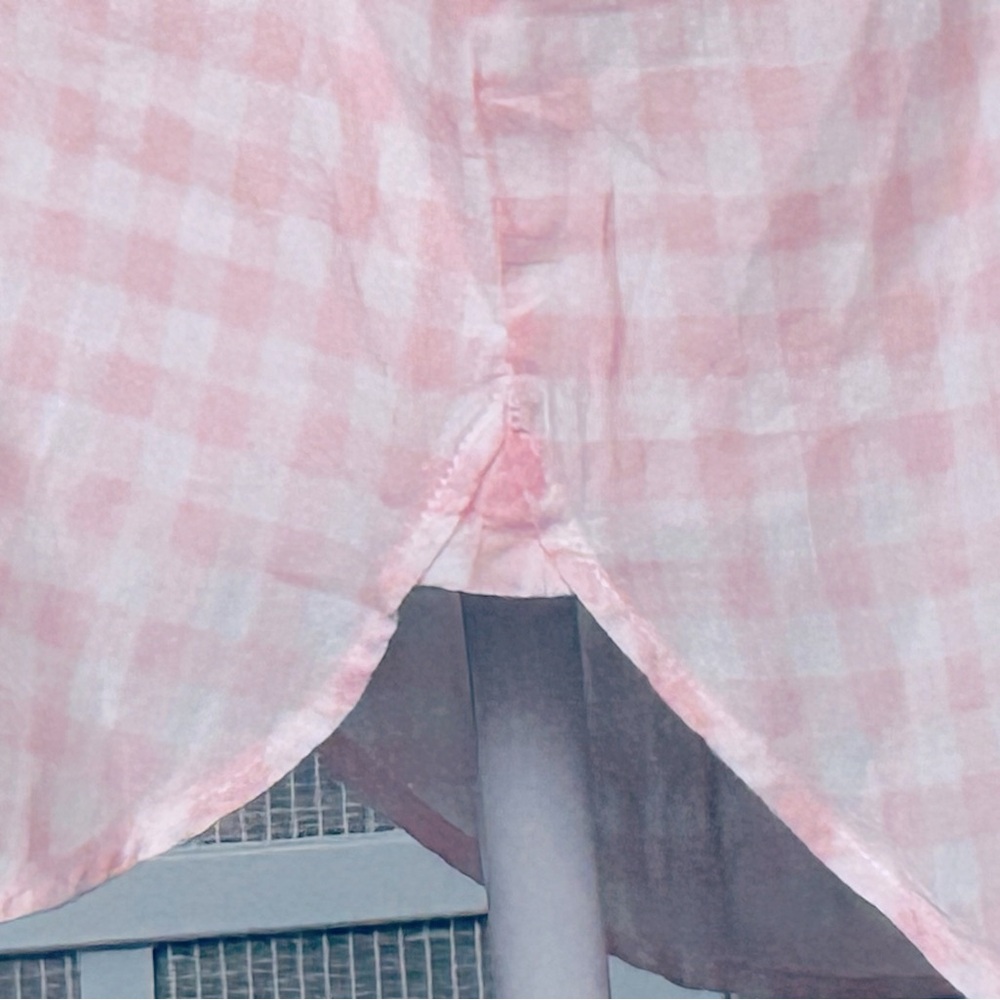 Baby Pink Gingham J. Crew Checkered Blouse Cotton Boho Cottagecore LG Top Shirt - Picture 10 of 15